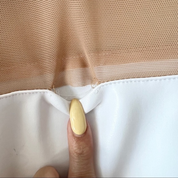 NORMA KAMALI Splice Striped Sheer Knit Midi Dress In White Long Sleeves Size S - Picture 8 of 11